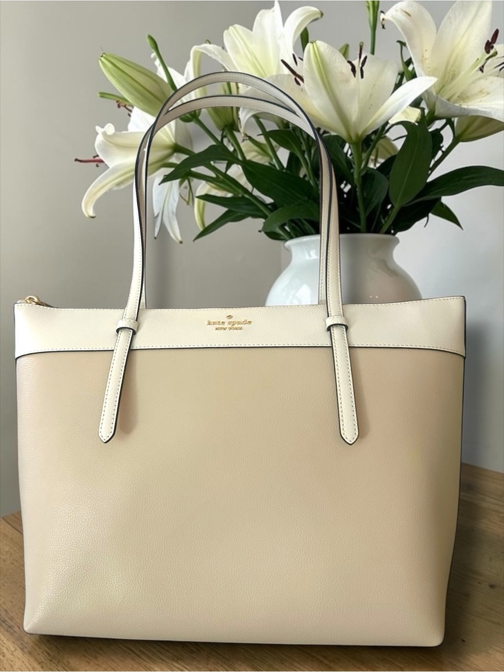 kate spade NEW All Day Tote in Milk Glass | Leather with Color Block MSRP $399 - Picture 16 of 16
